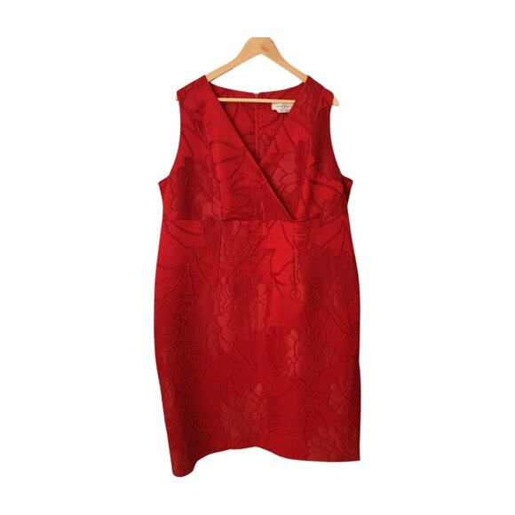 Marina Rinaldi Pre-love Plus Size Red Sleeveless Dress with Wide Belt Size 20US - Picture 11 of 16